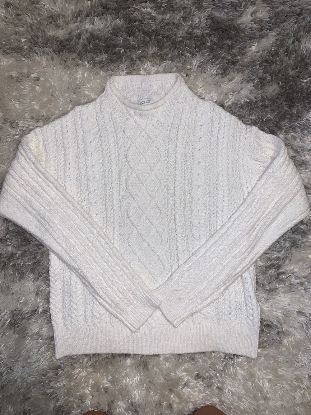 J. Crew Cream Cable-Knit Crewneck Sweater